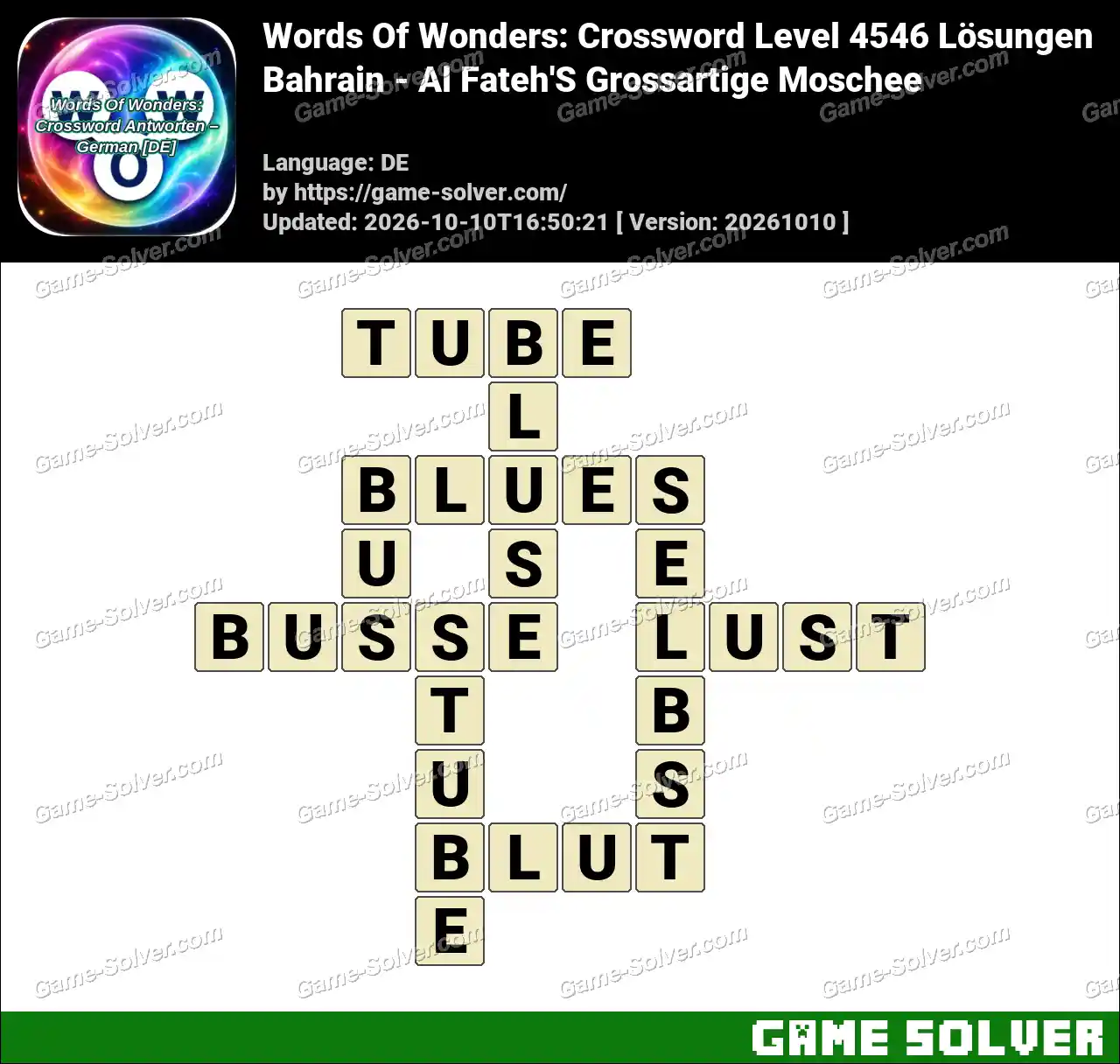 Words Of Wonders: Crossword Level 4546 Lösungen – Bahrain – Al Fateh’S Grossartige Moschee